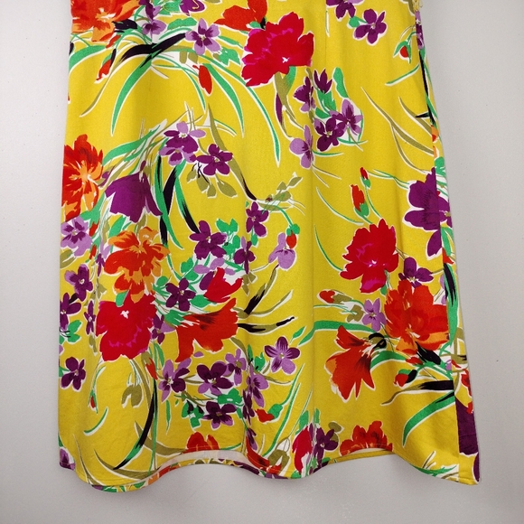 NWOT SPENSE Yellow Floral Fit & Flare Dress w/ Satin Lined Bodice Sz. 14 - Picture 4 of 11